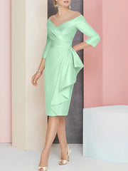 Sheath Column V Neck Knee Length Mother Of The Bride Dresses