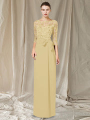 Sheath Column Jewel Neck Floor Length Mother Of The Bride Dresses
