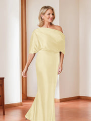 Sheath Column One Shoulder 1 2 Sleeves Elegant Plus Size Mother Of The Bride Dresses