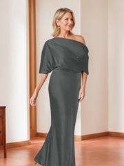 Sheath Column One Shoulder 1 2 Sleeves Elegant Plus Size Mother Of The Bride Dresses