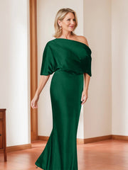 Sheath Column One Shoulder 1 2 Sleeves Elegant Plus Size Mother Of The Bride Dresses