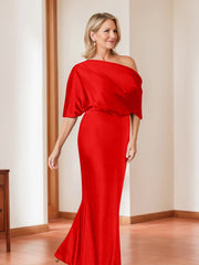 Sheath Column One Shoulder 1 2 Sleeves Elegant Plus Size Mother Of The Bride Dresses