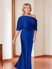 Sheath Column One Shoulder 1 2 Sleeves Elegant Plus Size Mother Of The Bride Dresses