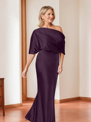 Sheath Column One Shoulder 1 2 Sleeves Elegant Plus Size Mother Of The Bride Dresses