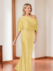 Sheath Column One Shoulder 1 2 Sleeves Elegant Plus Size Mother Of The Bride Dresses