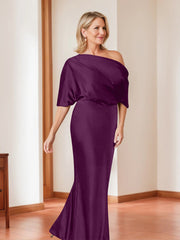 Sheath Column One Shoulder 1 2 Sleeves Elegant Plus Size Mother Of The Bride Dresses