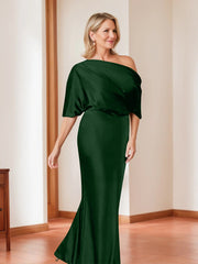 Sheath Column One Shoulder 1 2 Sleeves Elegant Plus Size Mother Of The Bride Dresses