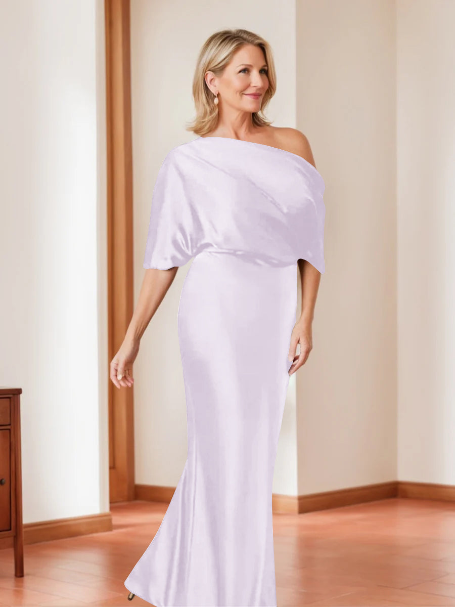 Sheath Column One Shoulder 1 2 Sleeves Elegant Plus Size Mother Of The Bride Dresses