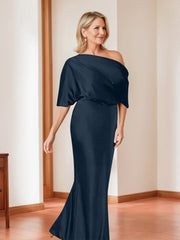 Sheath Column One Shoulder 1 2 Sleeves Elegant Plus Size Mother Of The Bride Dresses