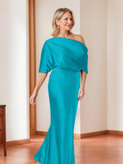 Sheath Column One Shoulder 1 2 Sleeves Elegant Plus Size Mother Of The Bride Dresses