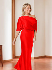 Sheath Column One Shoulder 1 2 Sleeves Elegant Plus Size Mother Of The Bride Dresses