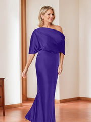 Sheath Column One Shoulder 1 2 Sleeves Elegant Plus Size Mother Of The Bride Dresses