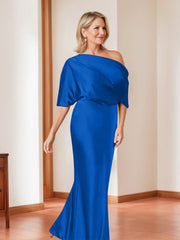 Sheath Column One Shoulder 1 2 Sleeves Elegant Plus Size Mother Of The Bride Dresses