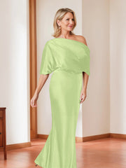 Sheath Column One Shoulder 1 2 Sleeves Elegant Plus Size Mother Of The Bride Dresses