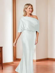 Sheath Column One Shoulder 1 2 Sleeves Elegant Plus Size Mother Of The Bride Dresses