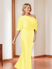Sheath Column One Shoulder 1 2 Sleeves Elegant Plus Size Mother Of The Bride Dresses