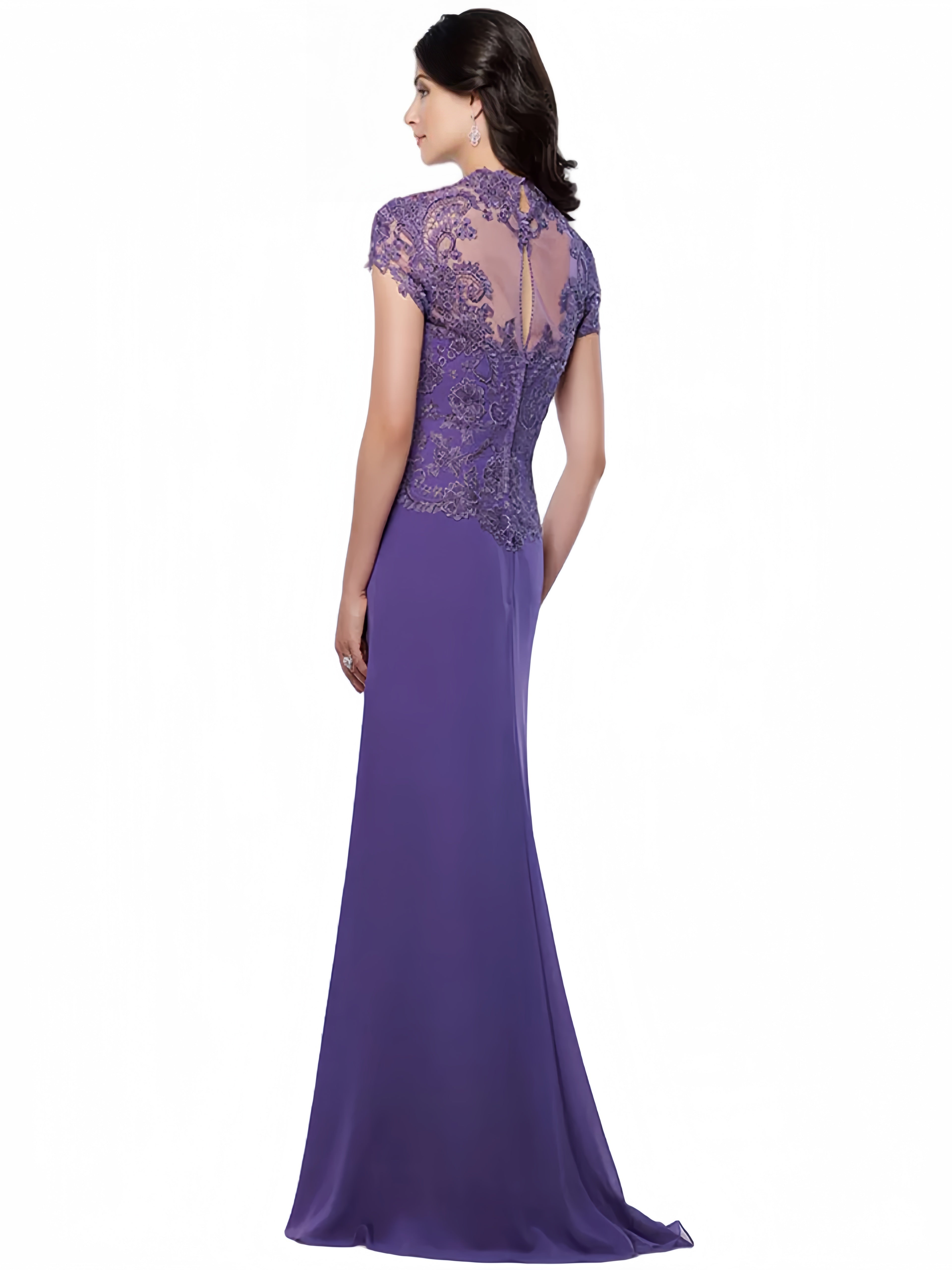 Sheath Column Sweetheart Short Sleeves Floor Length Mother Of The Bride Dresses With Appliques Lace Sequins
