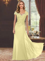 Sheath Column Sweetheart Short Sleeves Floor Length Mother Of The Bride Dresses With Appliques Lace Sequins