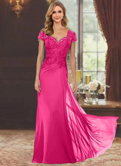Sheath Column Sweetheart Short Sleeves Floor Length Mother Of The Bride Dresses With Appliques Lace Sequins