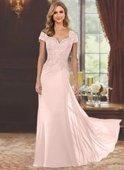 Sheath Column Sweetheart Short Sleeves Floor Length Mother Of The Bride Dresses With Appliques Lace Sequins