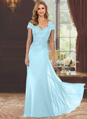 Sheath Column Sweetheart Short Sleeves Floor Length Mother Of The Bride Dresses With Appliques Lace Sequins