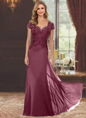 Sheath Column Sweetheart Short Sleeves Floor Length Mother Of The Bride Dresses With Appliques Lace Sequins