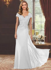 Sheath Column Sweetheart Short Sleeves Floor Length Mother Of The Bride Dresses With Appliques Lace Sequins