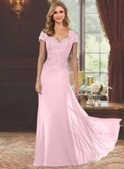 Sheath Column Sweetheart Short Sleeves Floor Length Mother Of The Bride Dresses With Appliques Lace Sequins