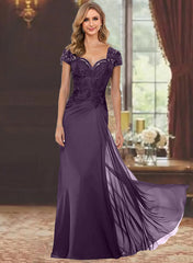 Sheath Column Sweetheart Short Sleeves Floor Length Mother Of The Bride Dresses With Appliques Lace Sequins