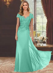 Sheath Column Sweetheart Short Sleeves Floor Length Mother Of The Bride Dresses With Appliques Lace Sequins