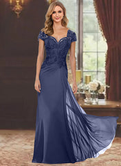 Sheath Column Sweetheart Short Sleeves Floor Length Mother Of The Bride Dresses With Appliques Lace Sequins