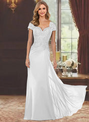 Sheath Column Sweetheart Short Sleeves Floor Length Mother Of The Bride Dresses With Appliques Lace Sequins