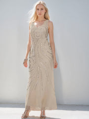 Sheath Column V Neck Ankle Length Mother Of The Bride Dresses With Jacket Sequins Beading