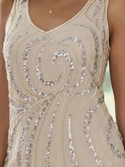 Chiffon 2 Pieces V Neck Knee Length Mother Of The Bride Dresses With Jacket Sequins Beading