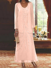 Sheath Column Mother Of The Bride Groom Dresses With Jacket Sequins Beading