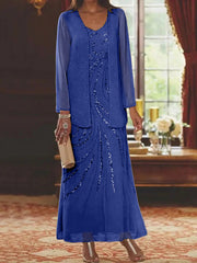 Sheath/Column Mother of the Bride & Groom Dresses with Jacket & Sequins Beading