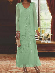 Sheath/Column Mother of the Bride & Groom Dresses with Jacket & Sequins Beading