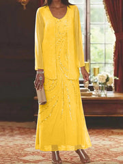 Sheath Column Mother Of The Bride Groom Dresses With Jacket Sequins Beading