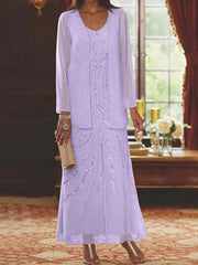 Sheath Column Mother Of The Bride Groom Dresses With Jacket Sequins Beading