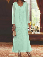 Sheath/Column Mother of the Bride & Groom Dresses with Jacket & Sequins Beading