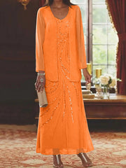 Sheath Column Mother Of The Bride Groom Dresses With Jacket Sequins Beading