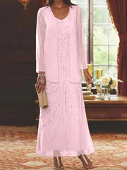 Sheath Column Mother Of The Bride Groom Dresses With Jacket Sequins Beading