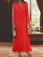 Sheath/Column Mother of the Bride & Groom Dresses with Jacket & Sequins Beading