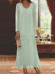 Sheath Column Mother Of The Bride Groom Dresses With Jacket Sequins Beading