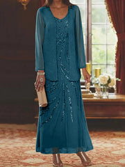 Sheath/Column Mother of the Bride & Groom Dresses with Jacket & Sequins Beading