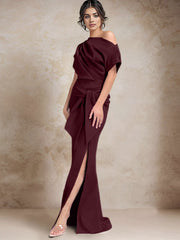 Trumpet Mermaid One Shoulder Mother Of The Bride Dresses With Split Side