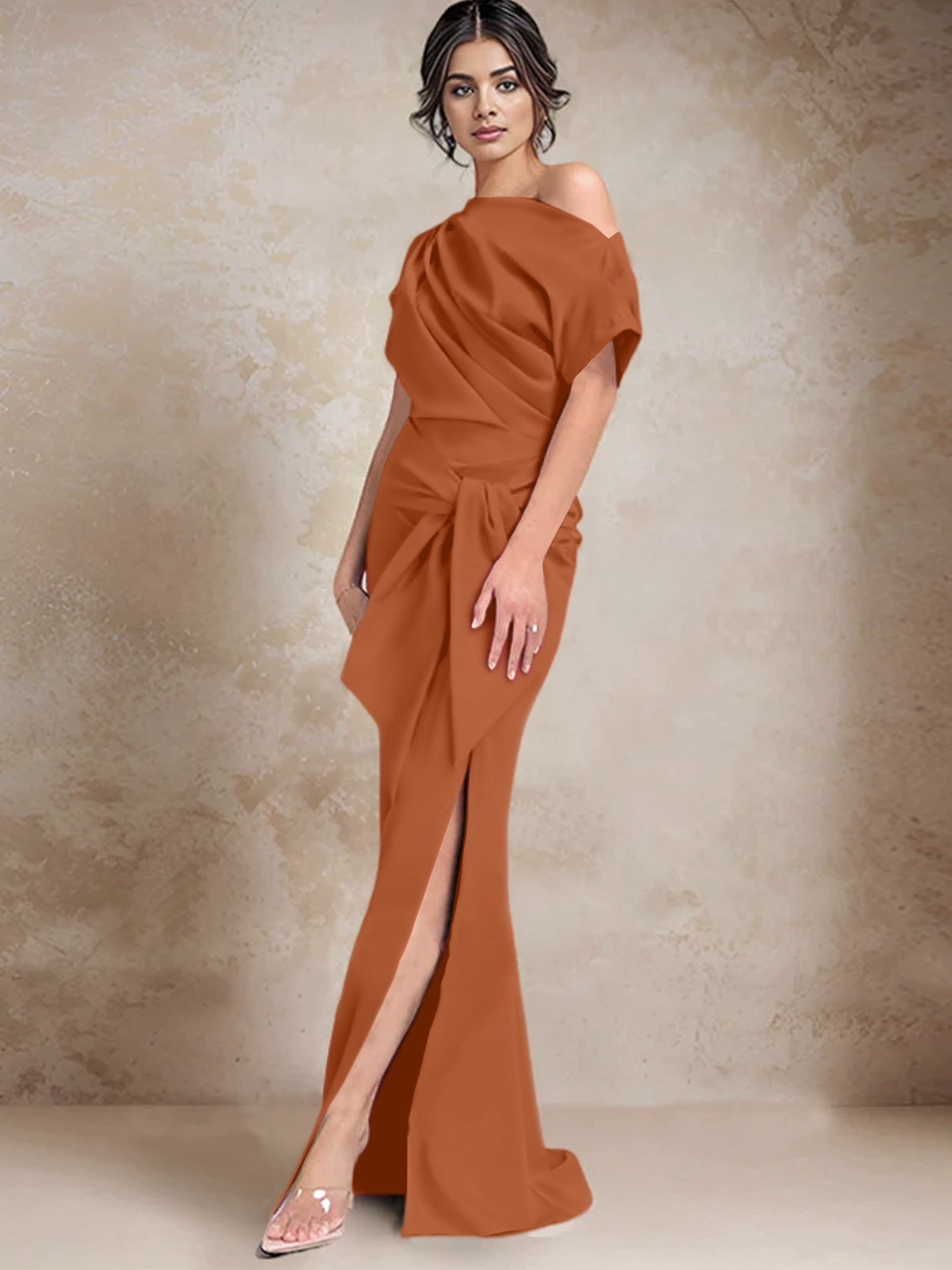 Trumpet Mermaid One Shoulder Mother Of The Bride Dresses With Split Side
