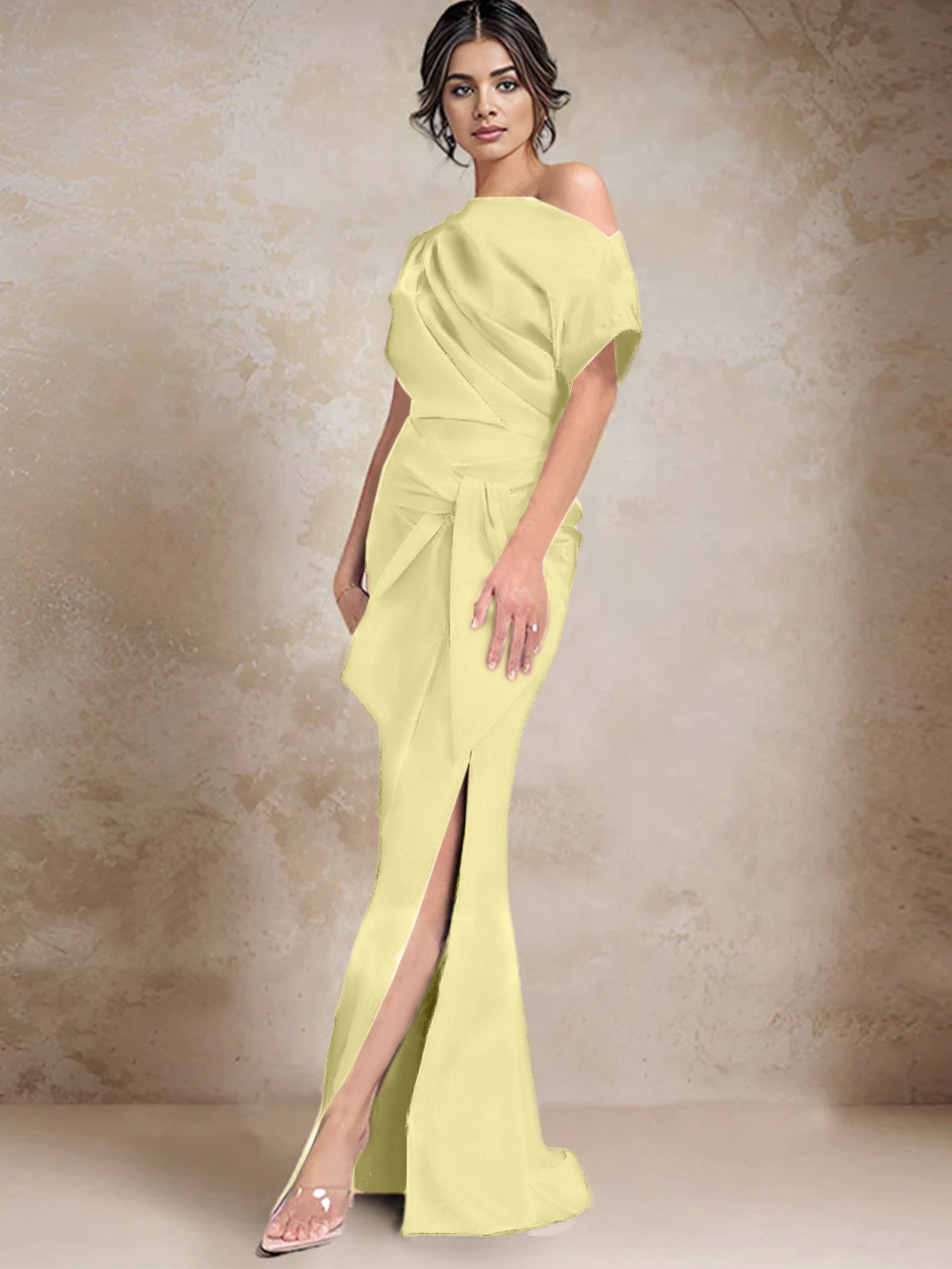 Trumpet Mermaid One Shoulder Mother Of The Bride Dresses With Split Side