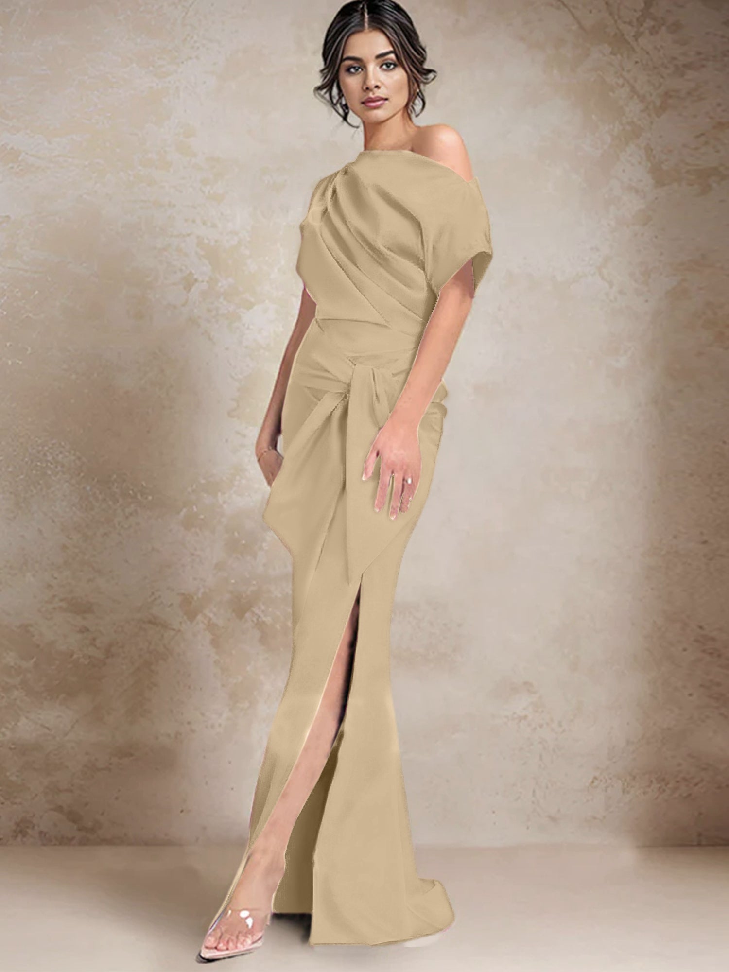 Trumpet Mermaid One Shoulder Mother Of The Bride Dresses With Split Side
