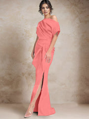 Trumpet Mermaid One Shoulder Mother Of The Bride Dresses With Split Side